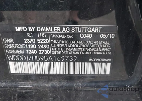 2011 Mercedes-Benz Cls 63 Amg from USA, damaged, VIN WDDDJ7HB9BA169739